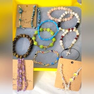 Beaded Gemstone & Crystals Bracelet Set